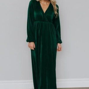 VENUS FOREST PLEATED MAXI DRESS